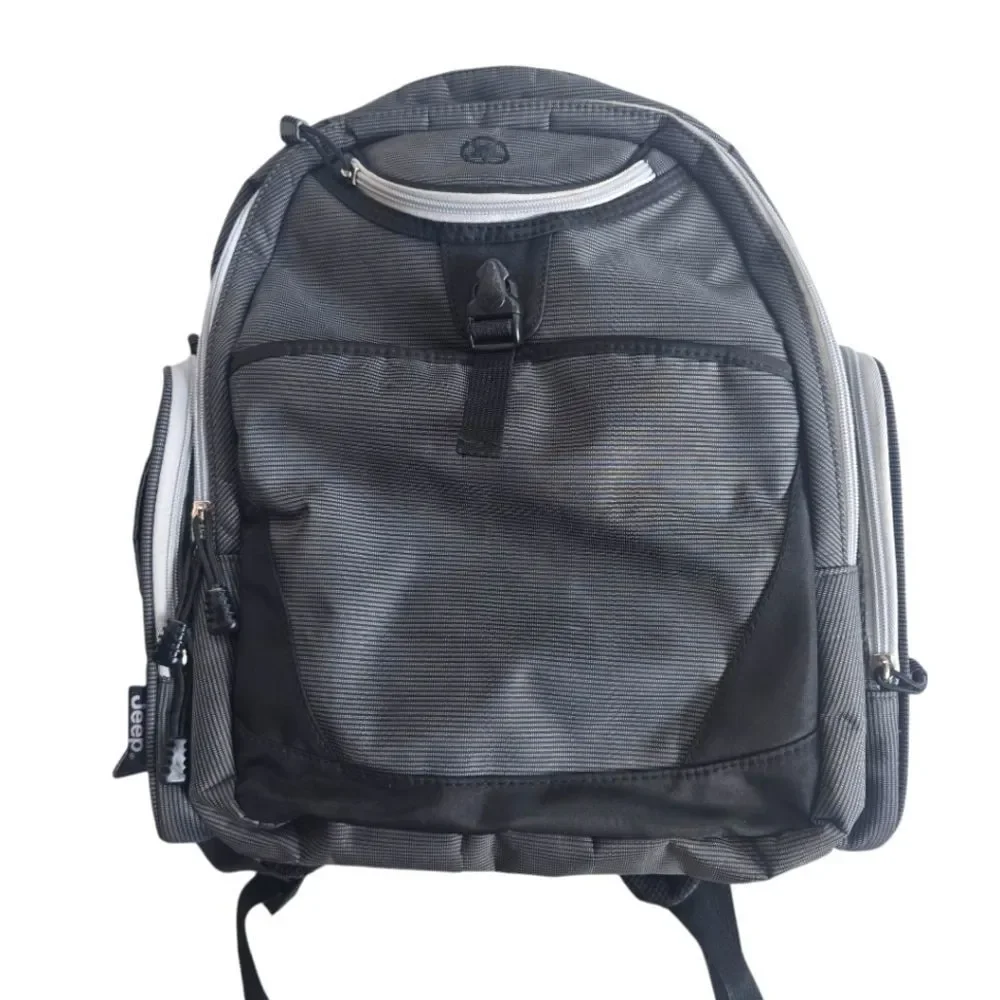 Jeep Adventures Backpack Diaper Bag Grey Black Insulated Pocket